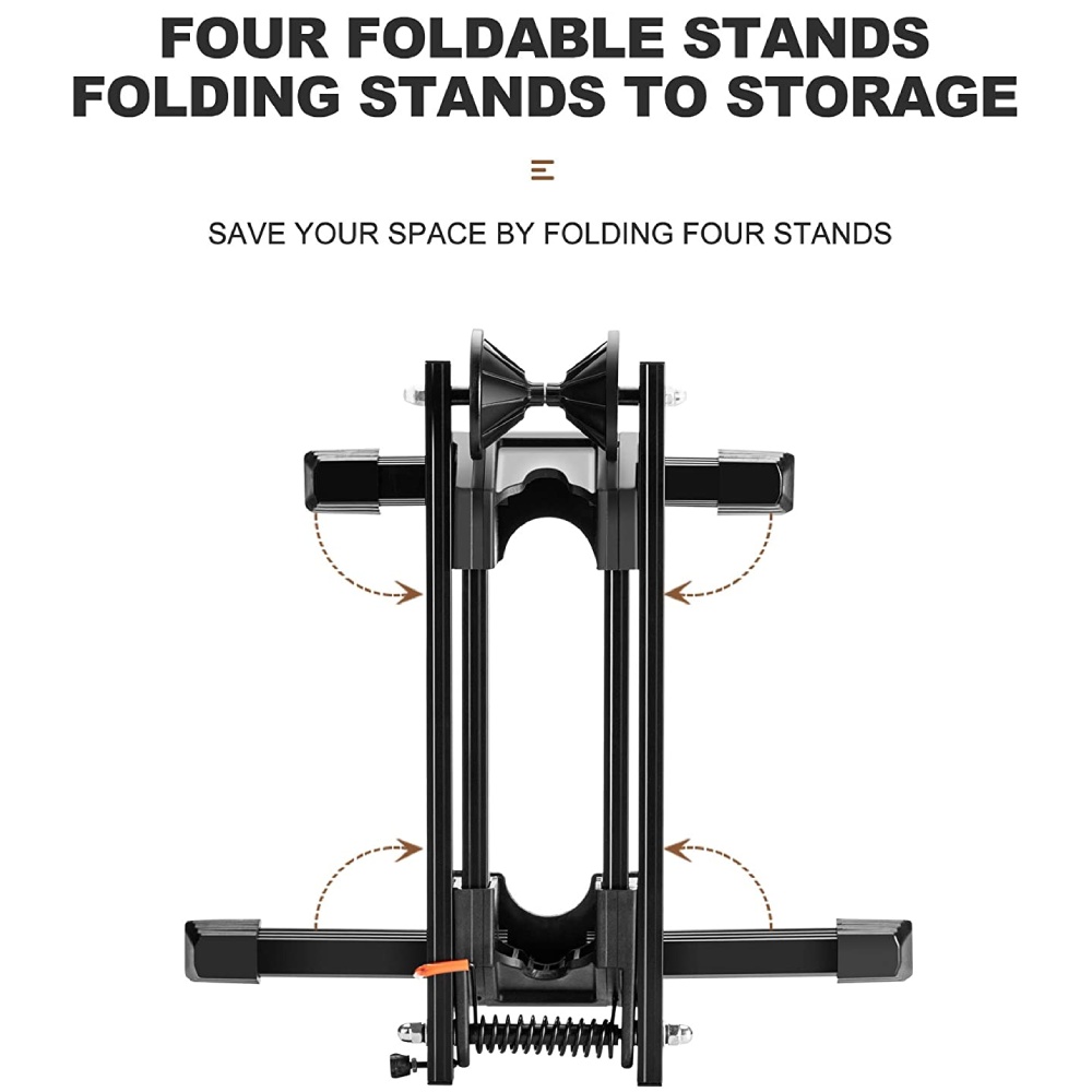 Top view of the stand showing how its four feet fold in for storage