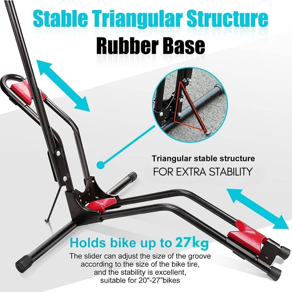 Close-up of the triangle base with rubber feet and the sliding wheel tray