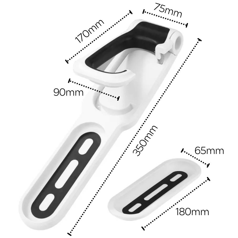 Wall hanger and rear tyre tray with their measurements marked