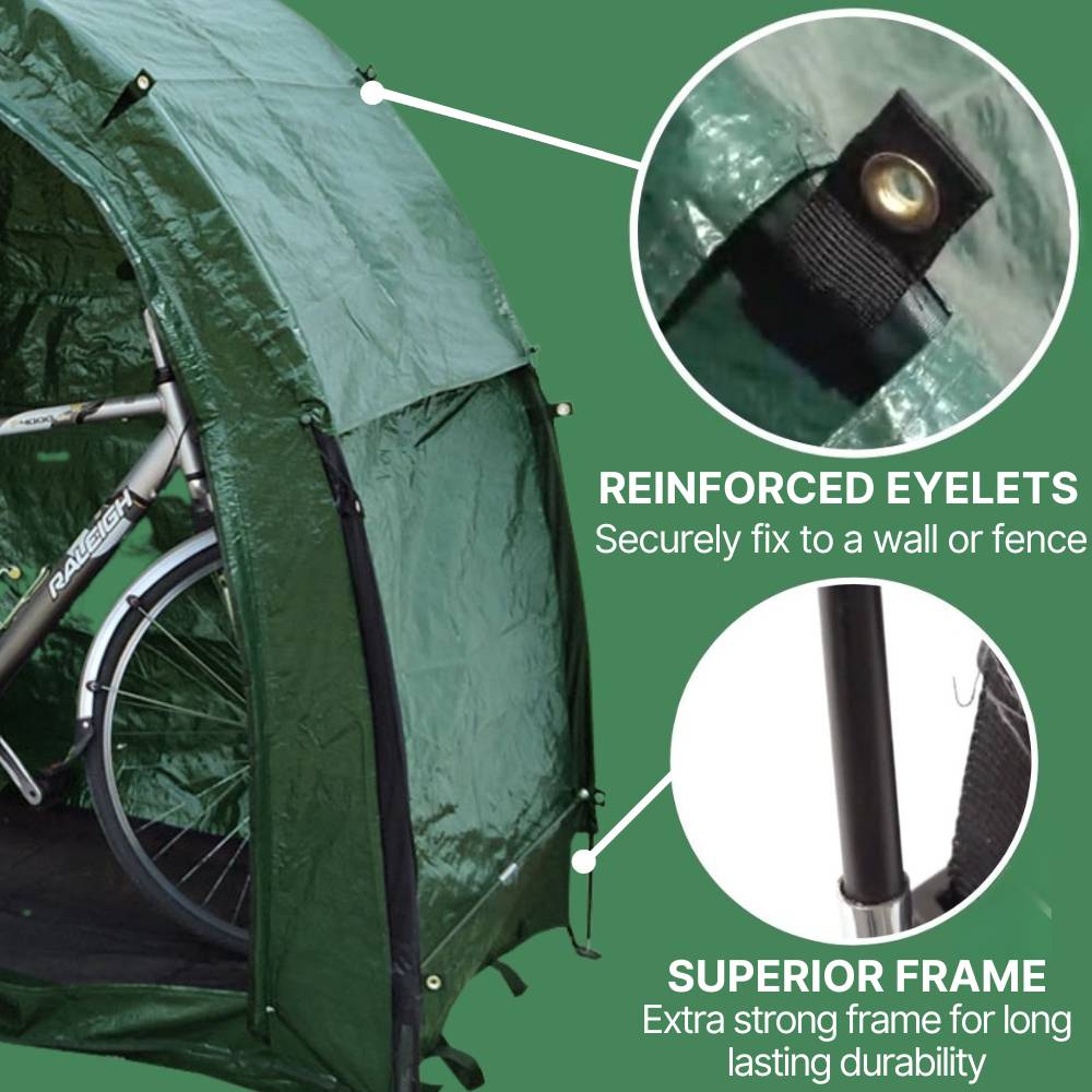 Close up of the tent's reinforced eyelets and frame