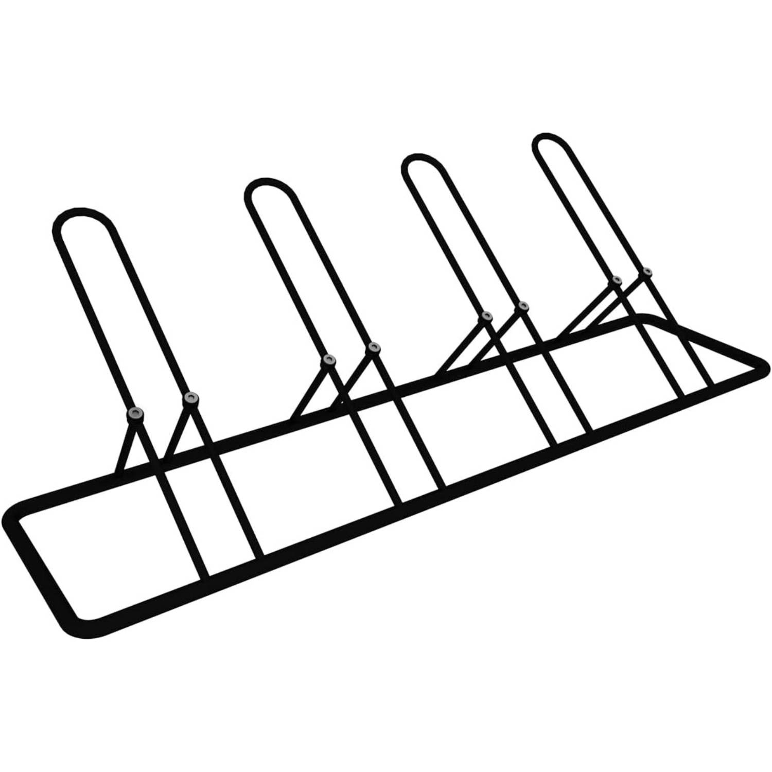 The 4 bike floor parking rack on its own